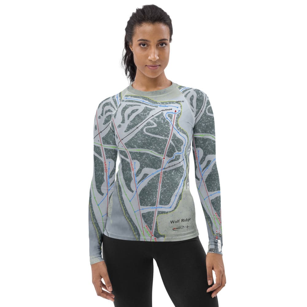 Wolf Ridge, North Carolina Ski Trail Map Women's Base Layer Top - Powderaddicts