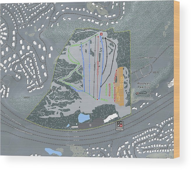Woodward Ski Trail Map - Wood Print - Powderaddicts