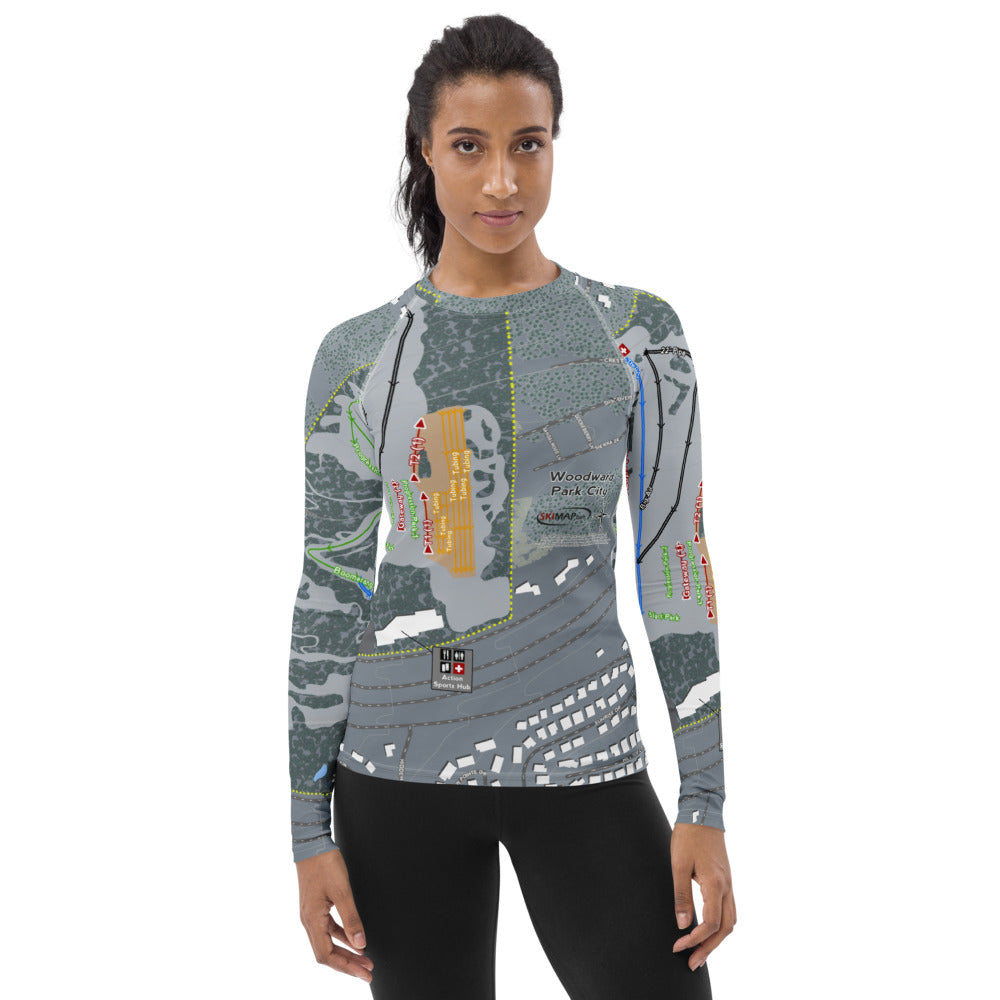 Woodward, Utah Ski Trail Map Women&#39;s Base Layer Top - Powderaddicts
