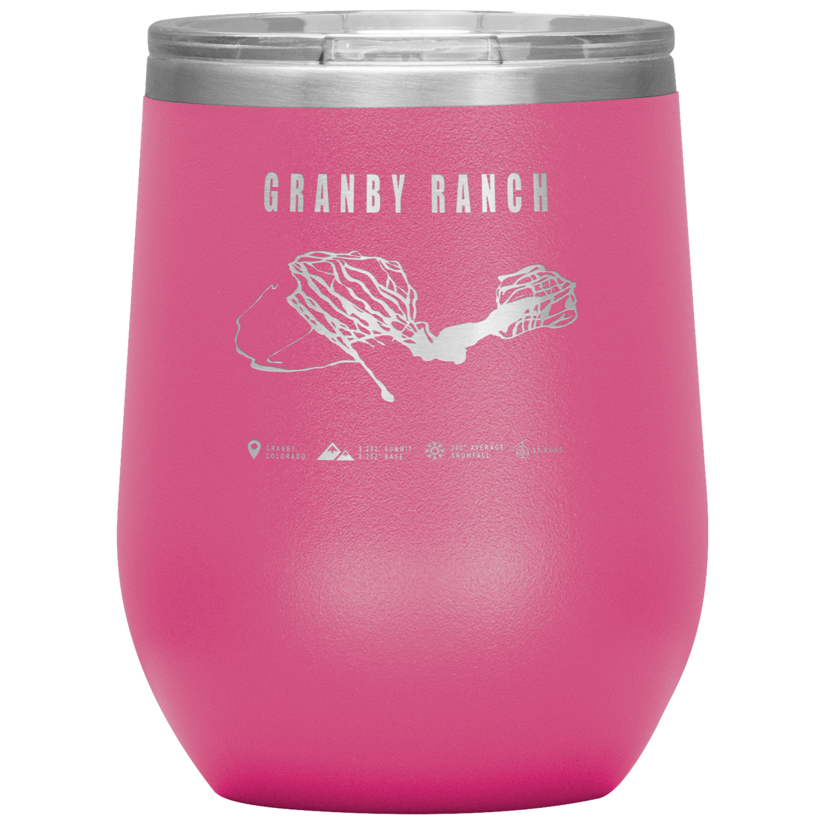 Granby Ranch Colorado Ski Trail Map Wine 12oz Tumbler - Powderaddicts