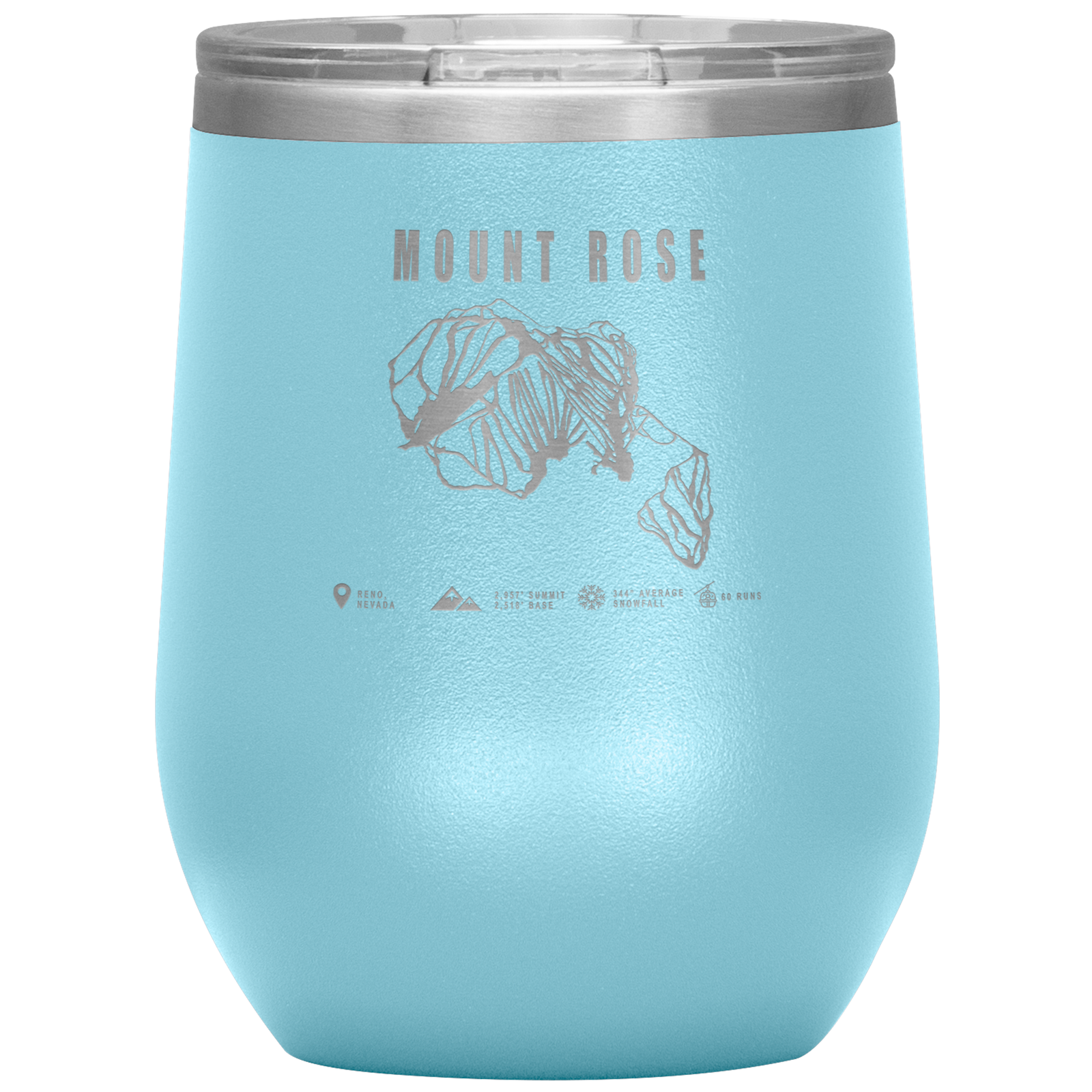 Mount Rose, Nevada Ski Trail Map Wine 12oz Tumbler - Powderaddicts