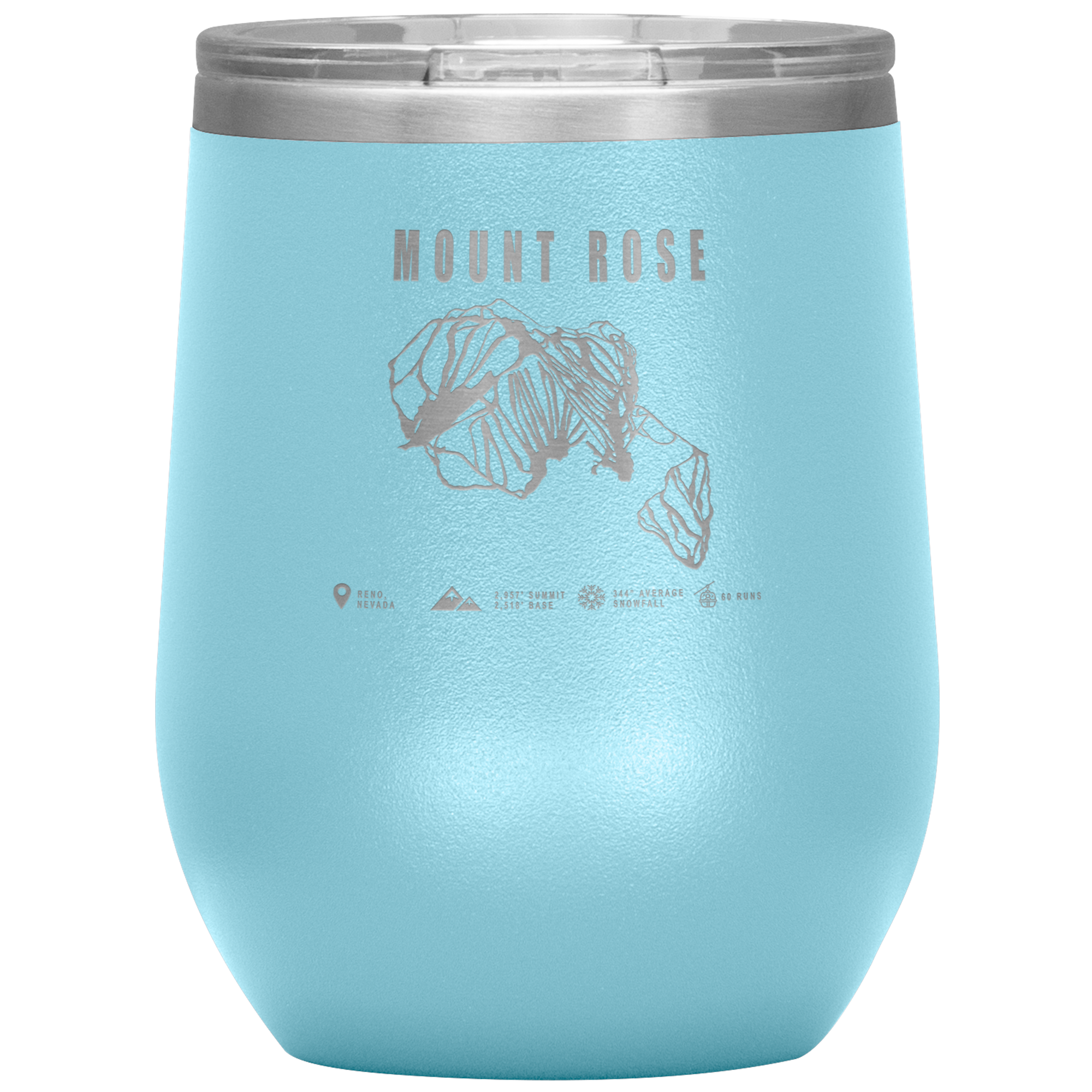Mount Rose, Nevada Ski Trail Map Wine 12oz Tumbler - Powderaddicts