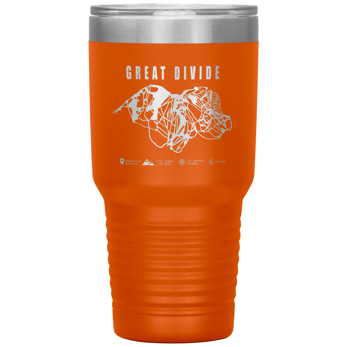 Great Divide Montana Ski Trail Map 30oz Tumbler - Powderaddicts
