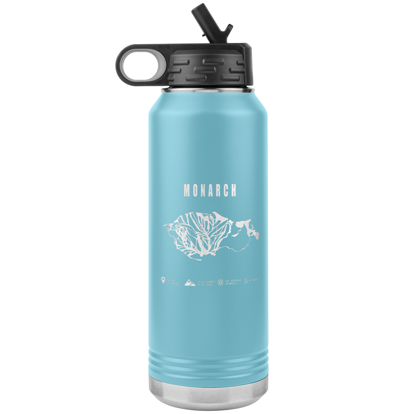 Monarch Colorado Ski Trail Map 32oz Water Bottle Tumbler - Powderaddicts