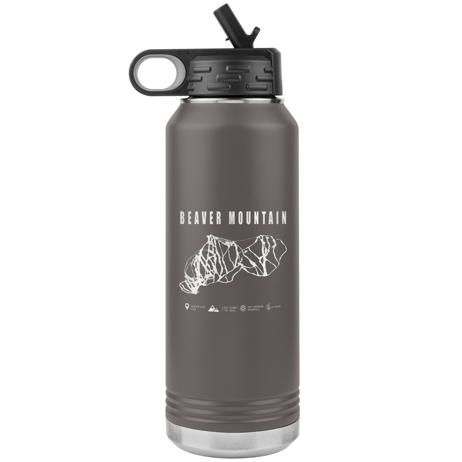 Brian Head,Utah Ski Trail Map 32oz Water Bottle Tumbler - Powderaddicts