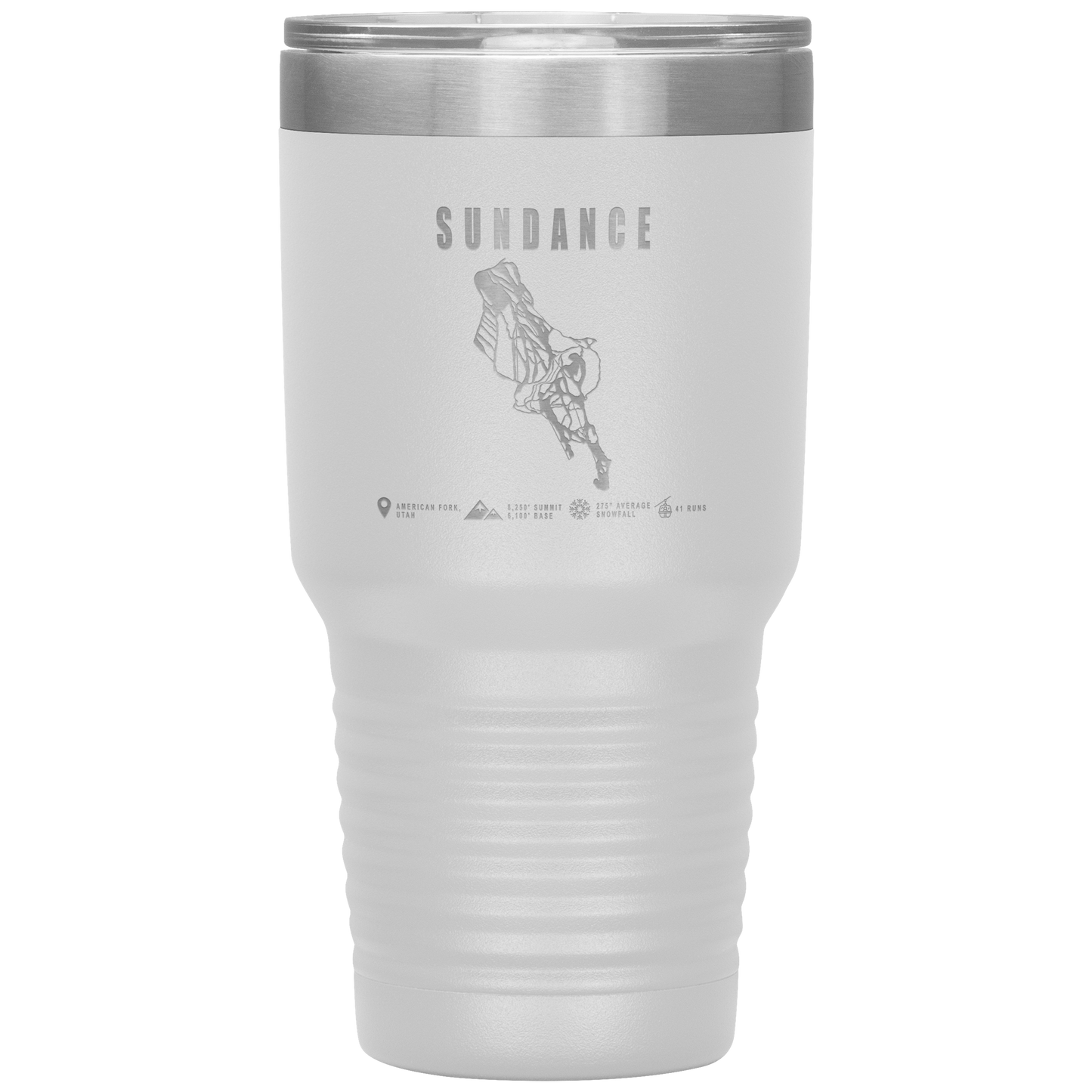 Sundance,Utah Ski Trail Map 30oz Tumbler - Powderaddicts