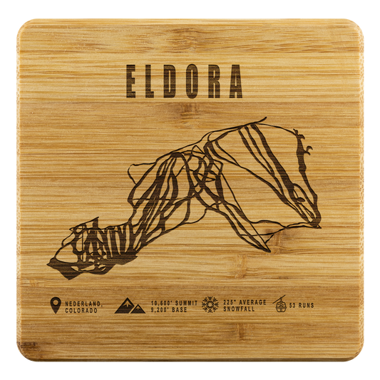 Eldora Colorado Ski Trail Map Bamboo Coaster - Powderaddicts