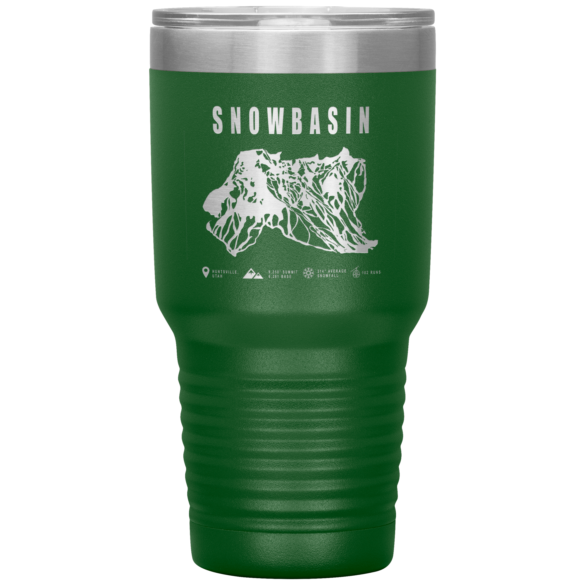 Snowbasin, Utah Ski Trail Map - 30oz Tumbler - Powderaddicts