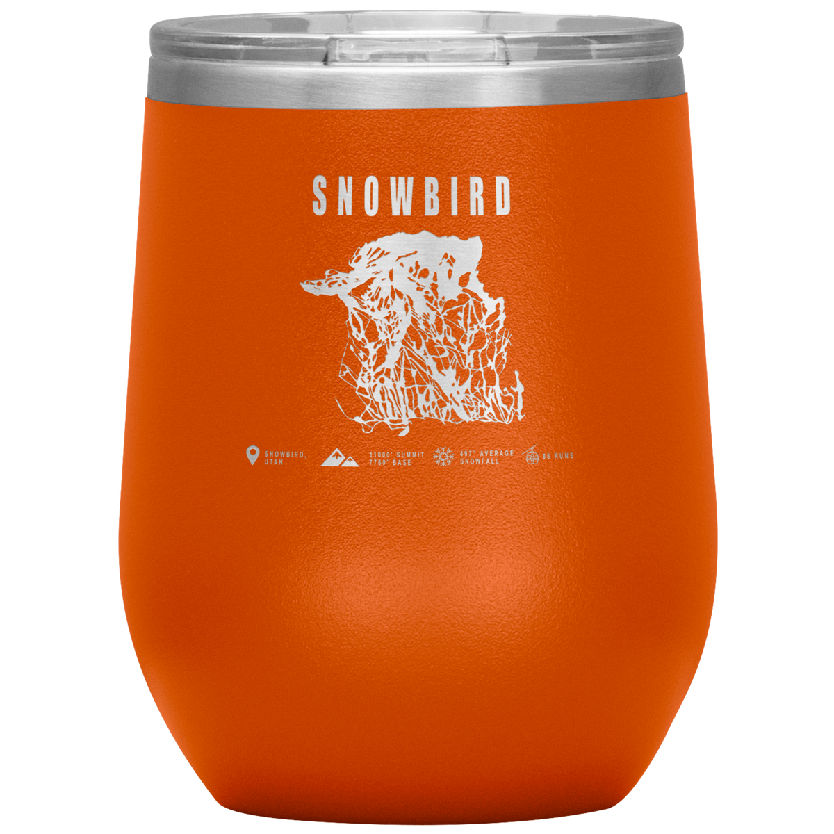 Snowbird,Utah Ski Trail Map Wine 12oz Tumbler - Powderaddicts