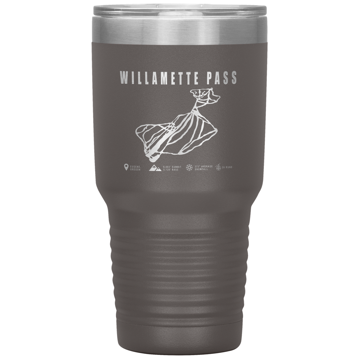 Willamette Pass, Oregon Ski Trail Map 30oz Tumbler - Powderaddicts