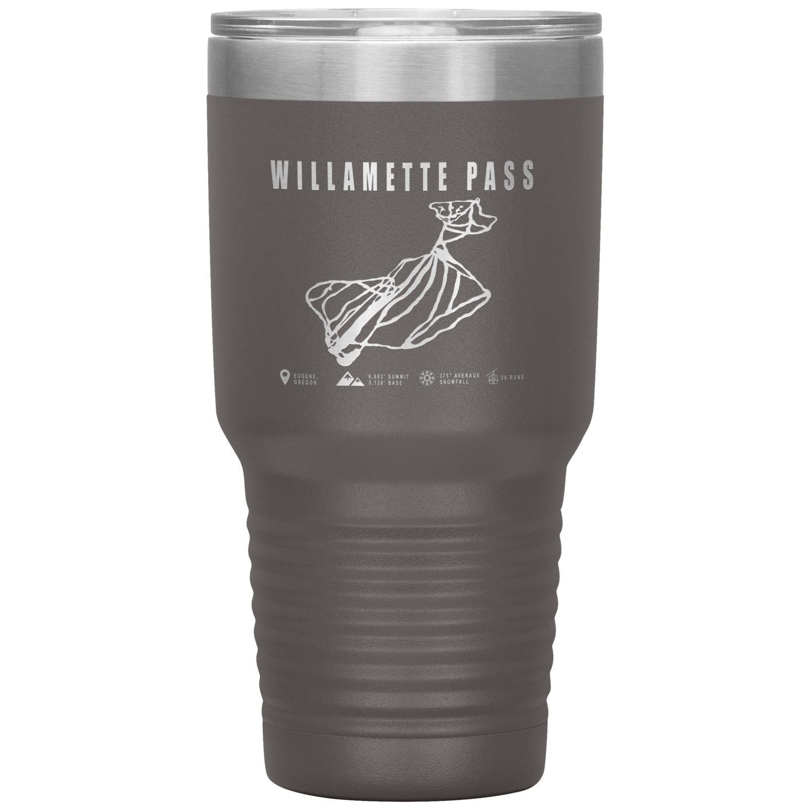 Willamette Pass, Oregon Ski Trail Map 30oz Tumbler - Powderaddicts