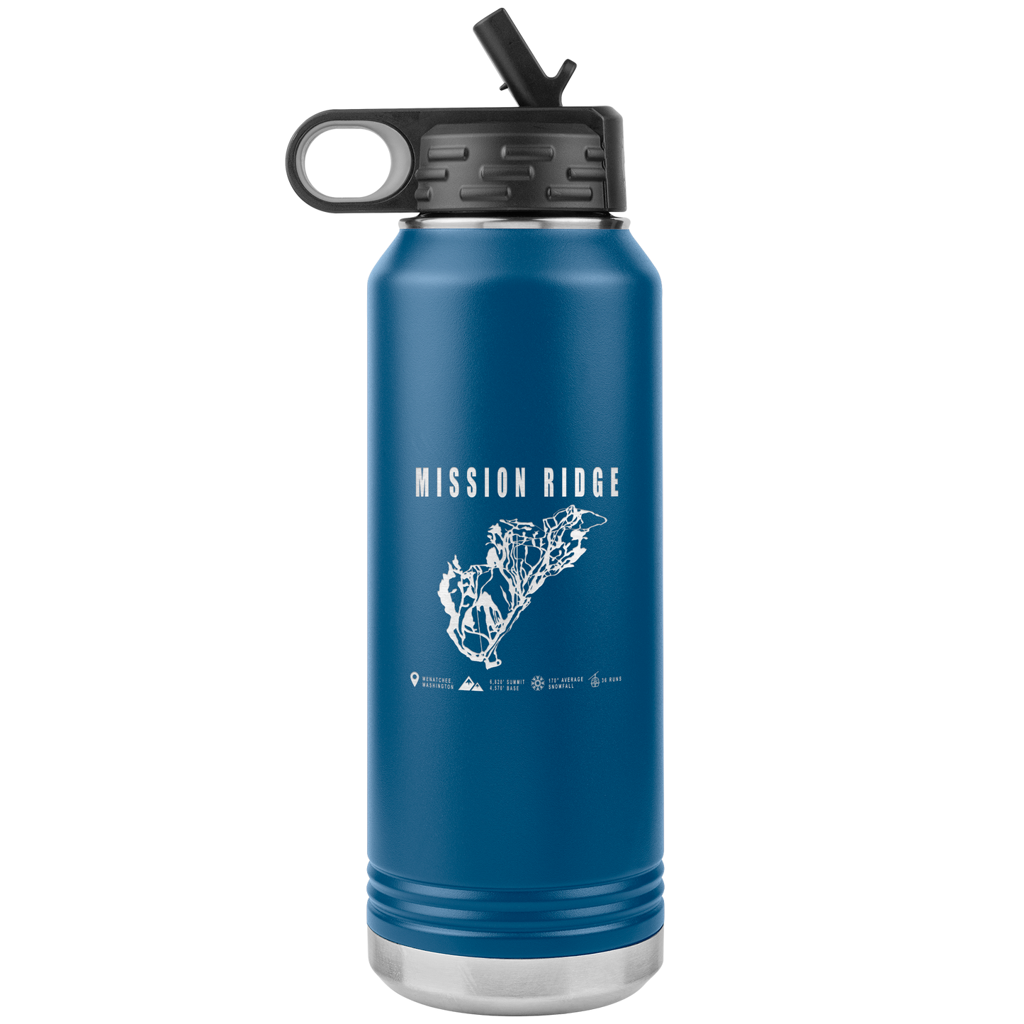 Mission Ridge, Washington Ski Trail Map 32oz Water Bottle Tumbler - Powderaddicts
