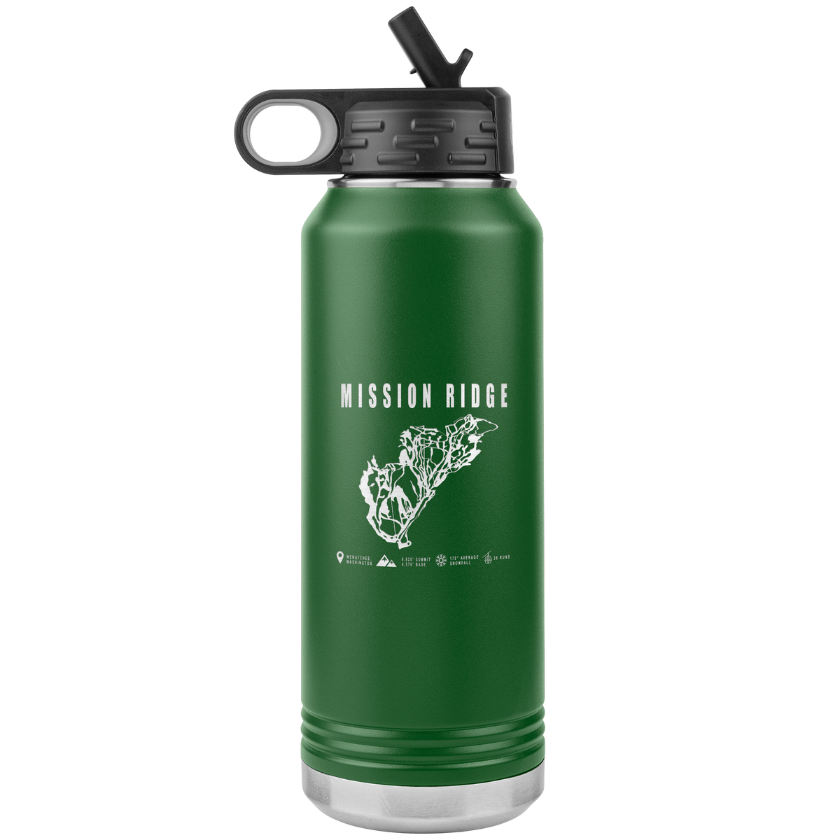 Mission Ridge, Washington Ski Trail Map 32oz Water Bottle Tumbler - Powderaddicts