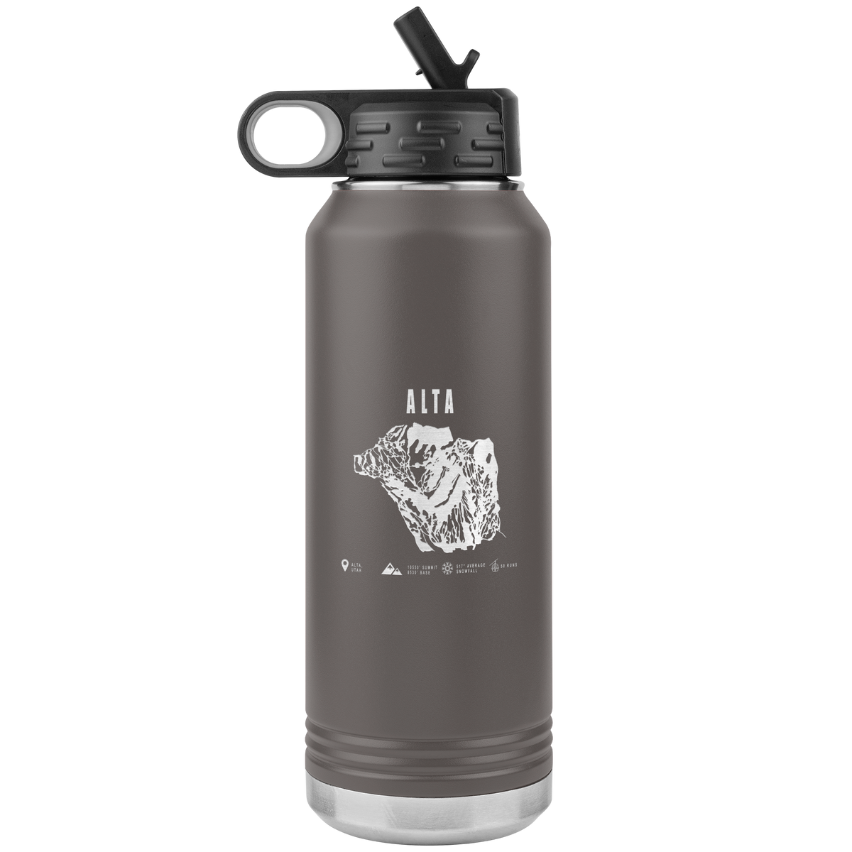 Alta,Utah Ski Trail Map 32oz Water Bottle Tumbler - Powderaddicts