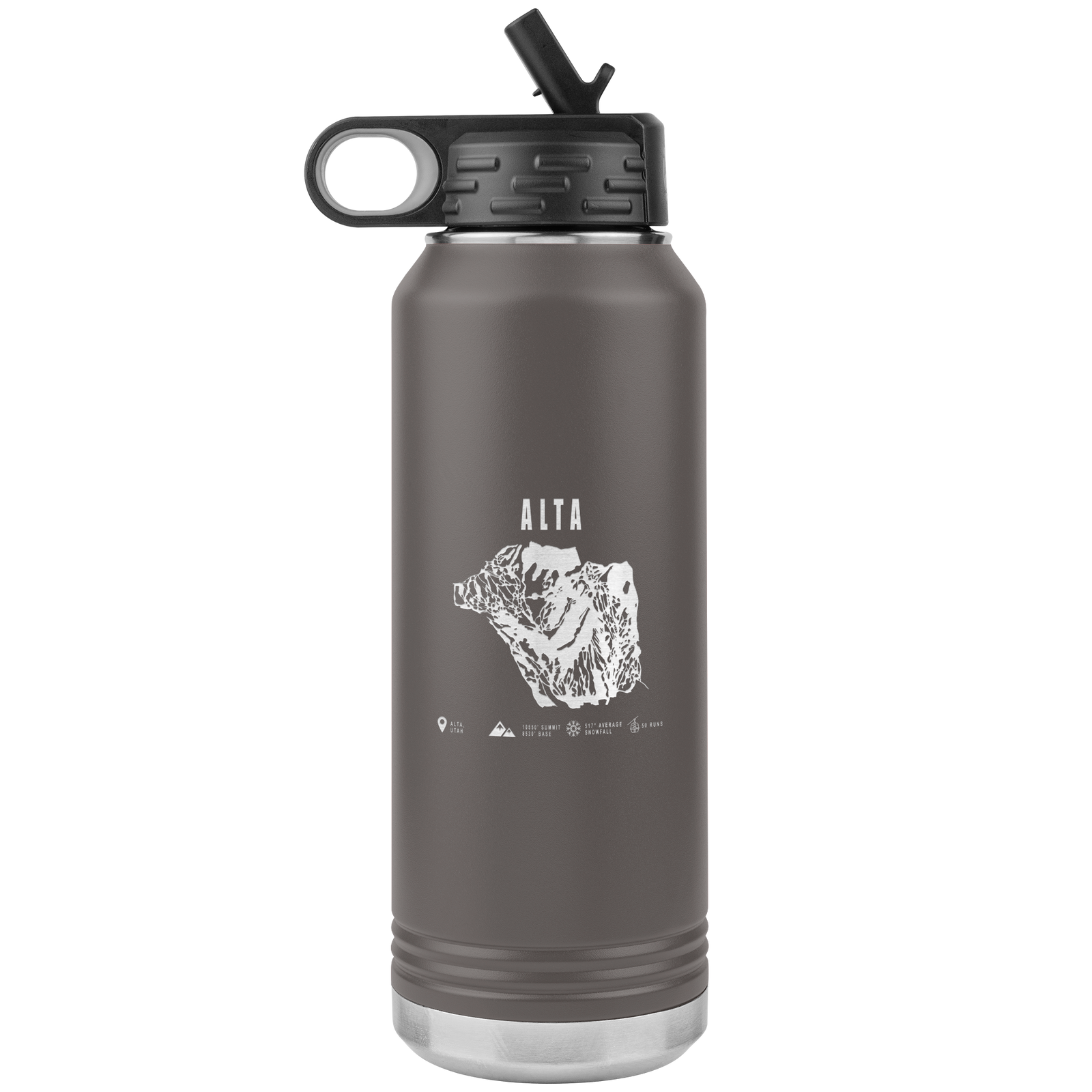 Alta,Utah Ski Trail Map 32oz Water Bottle Tumbler - Powderaddicts