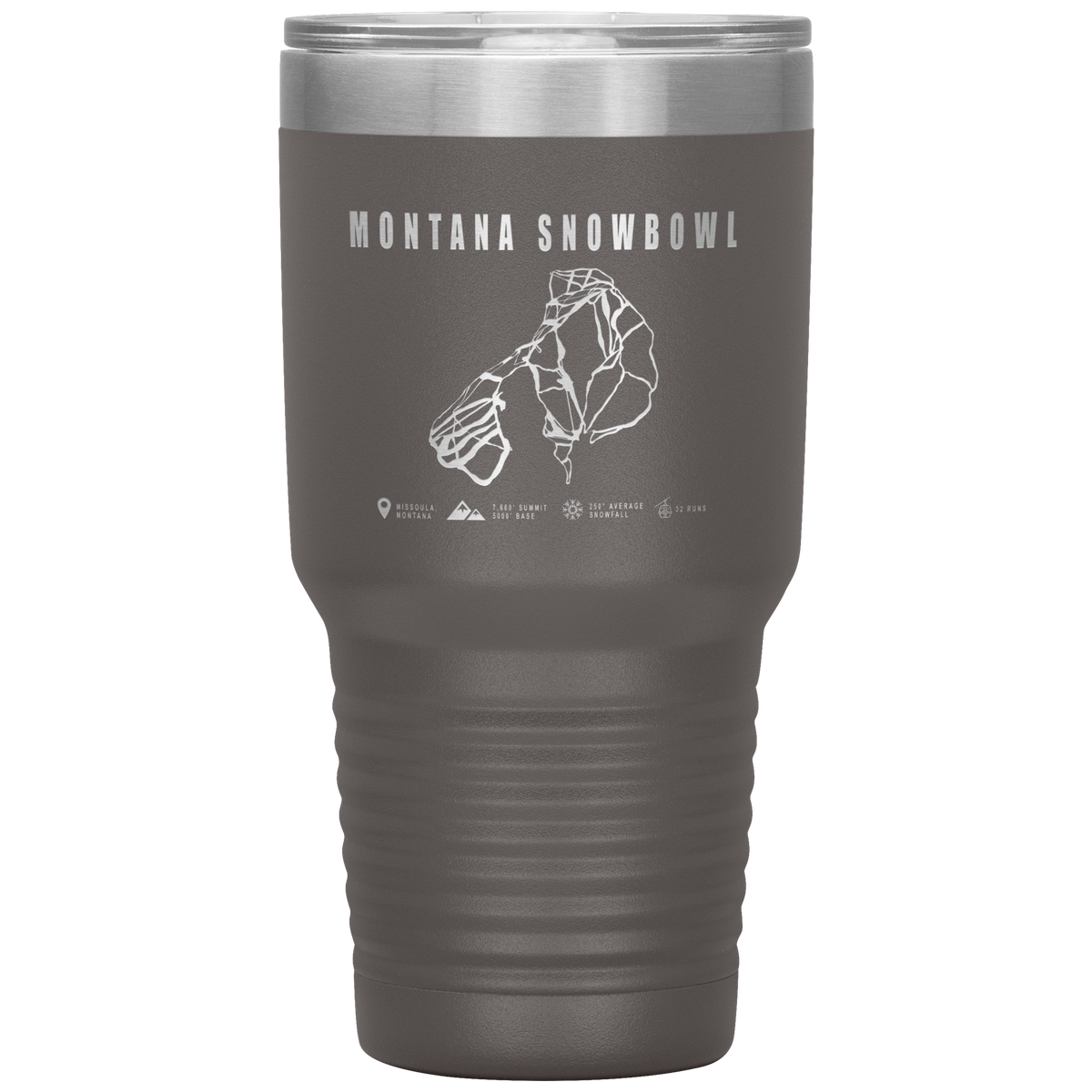 Montana Snowbowl, Montana Ski Trail Map 30oz Tumbler - Powderaddicts