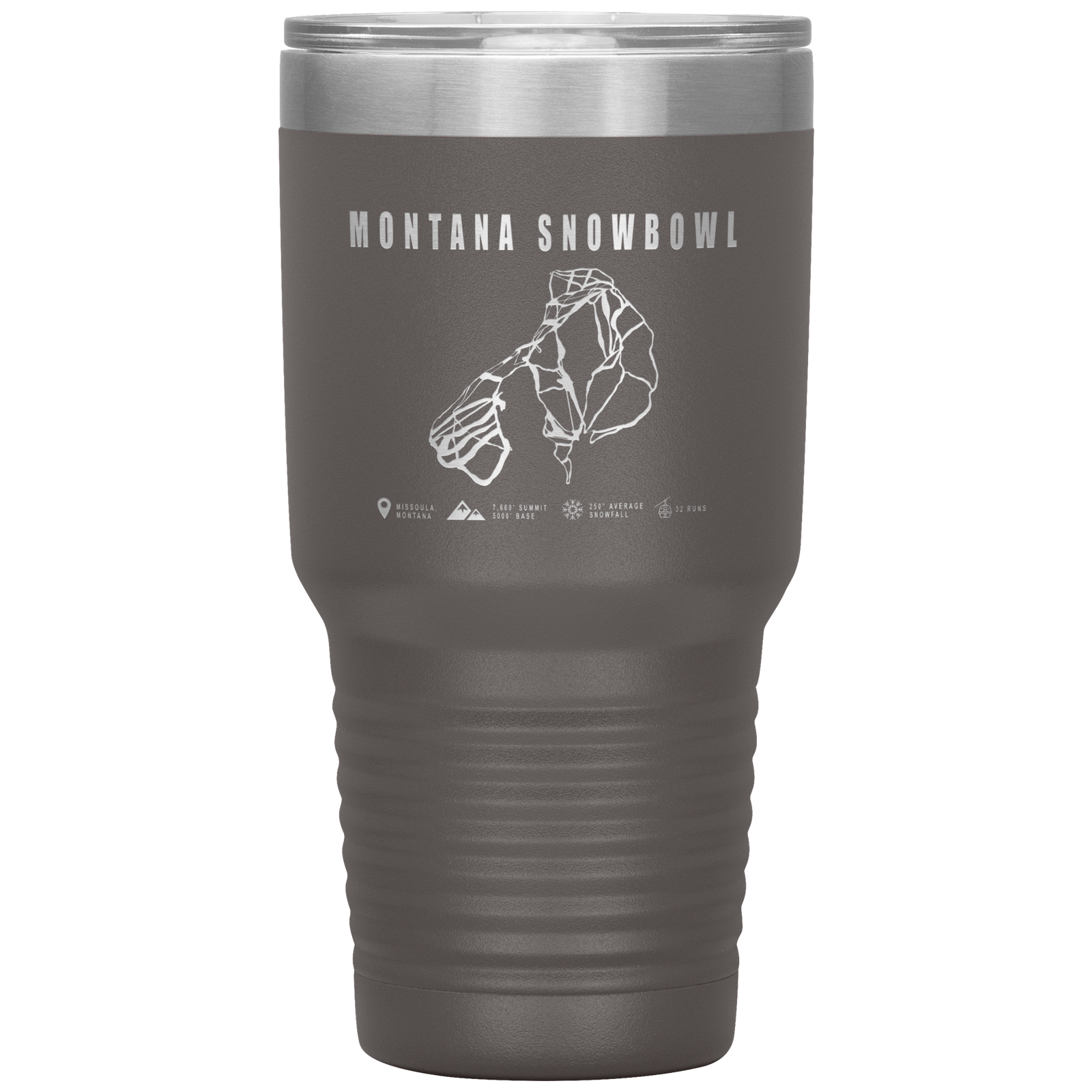Montana Snowbowl, Montana Ski Trail Map 30oz Tumbler - Powderaddicts