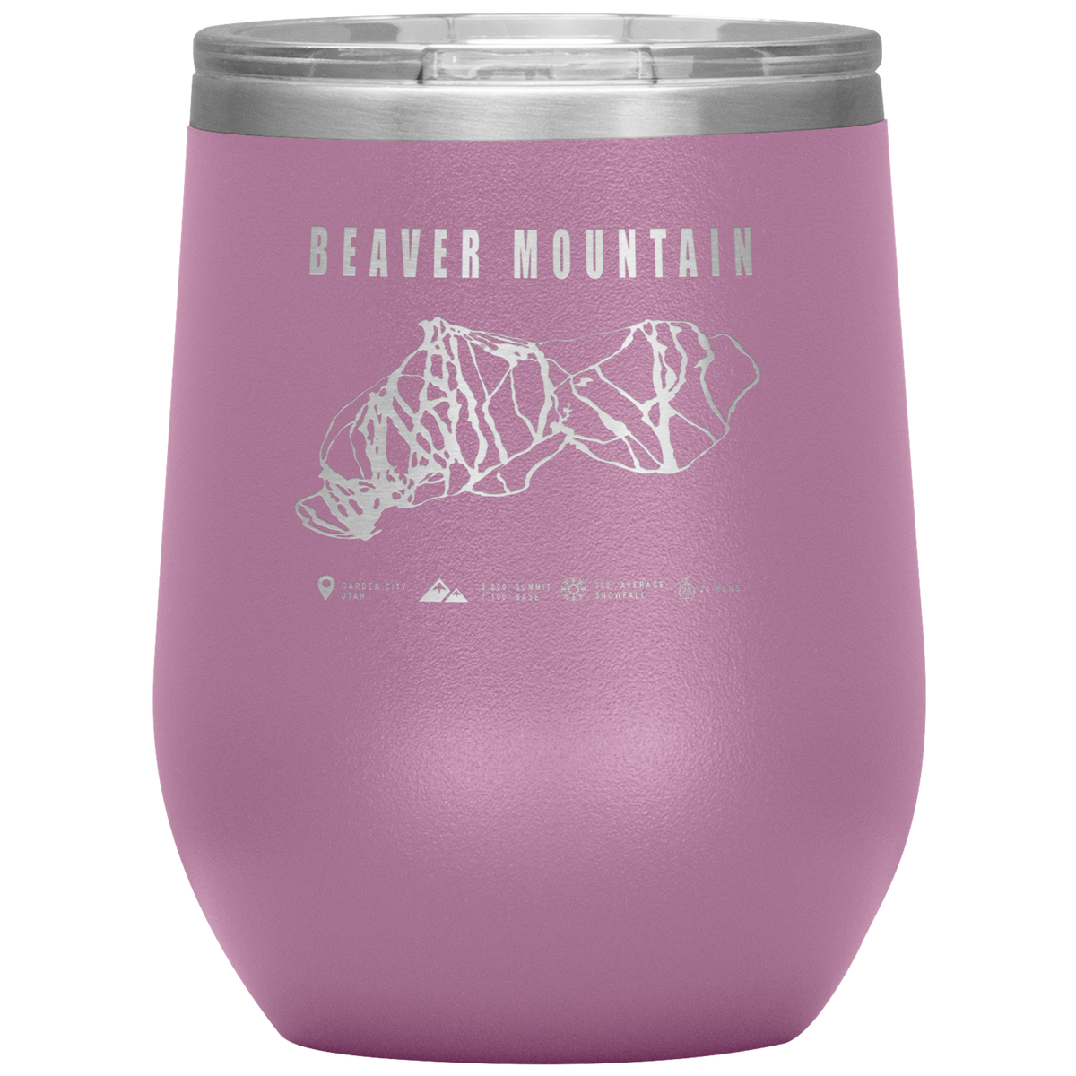Beaver Mountain,Utah Ski Trail Map Wine 12oz Tumbler - Powderaddicts