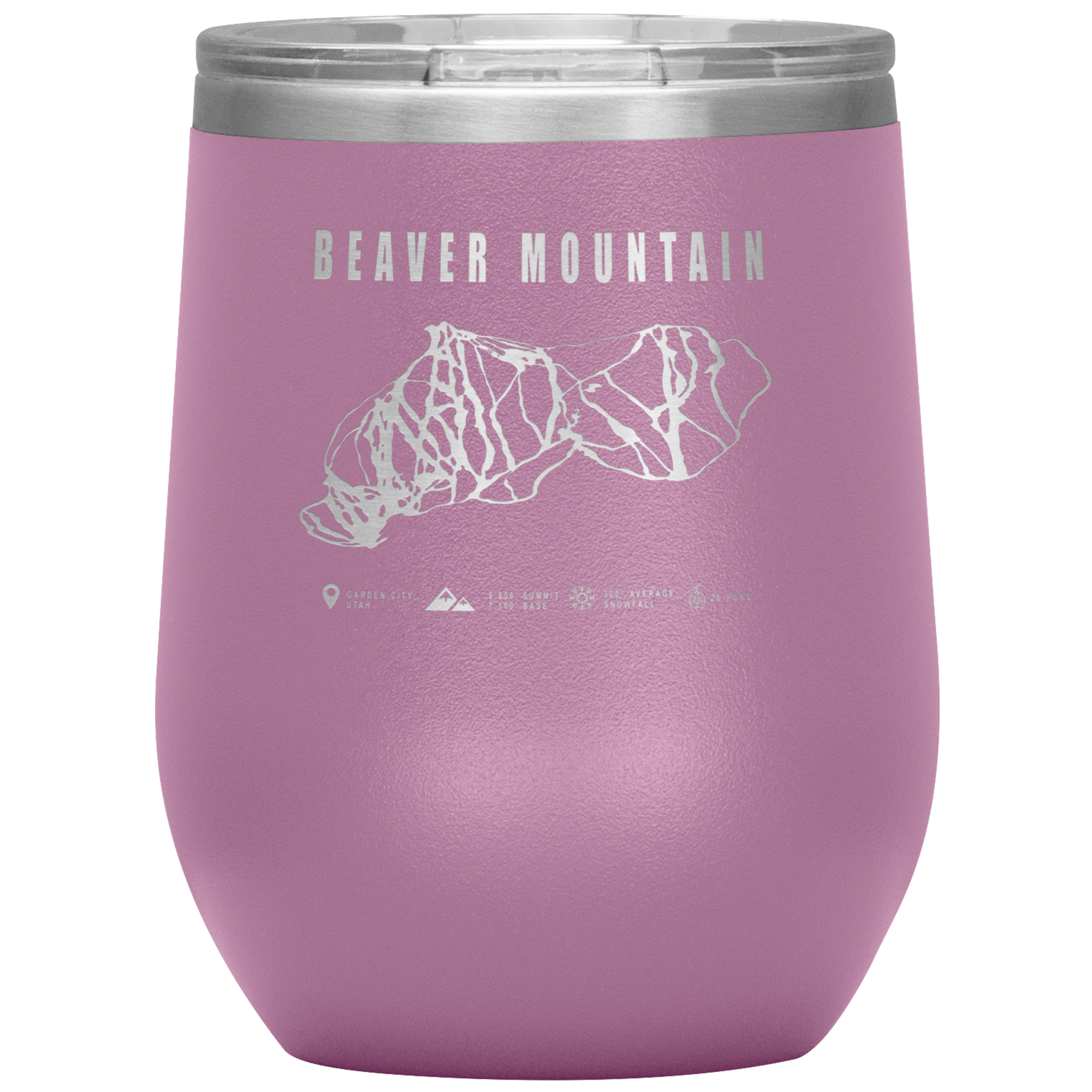 Beaver Mountain,Utah Ski Trail Map Wine 12oz Tumbler - Powderaddicts
