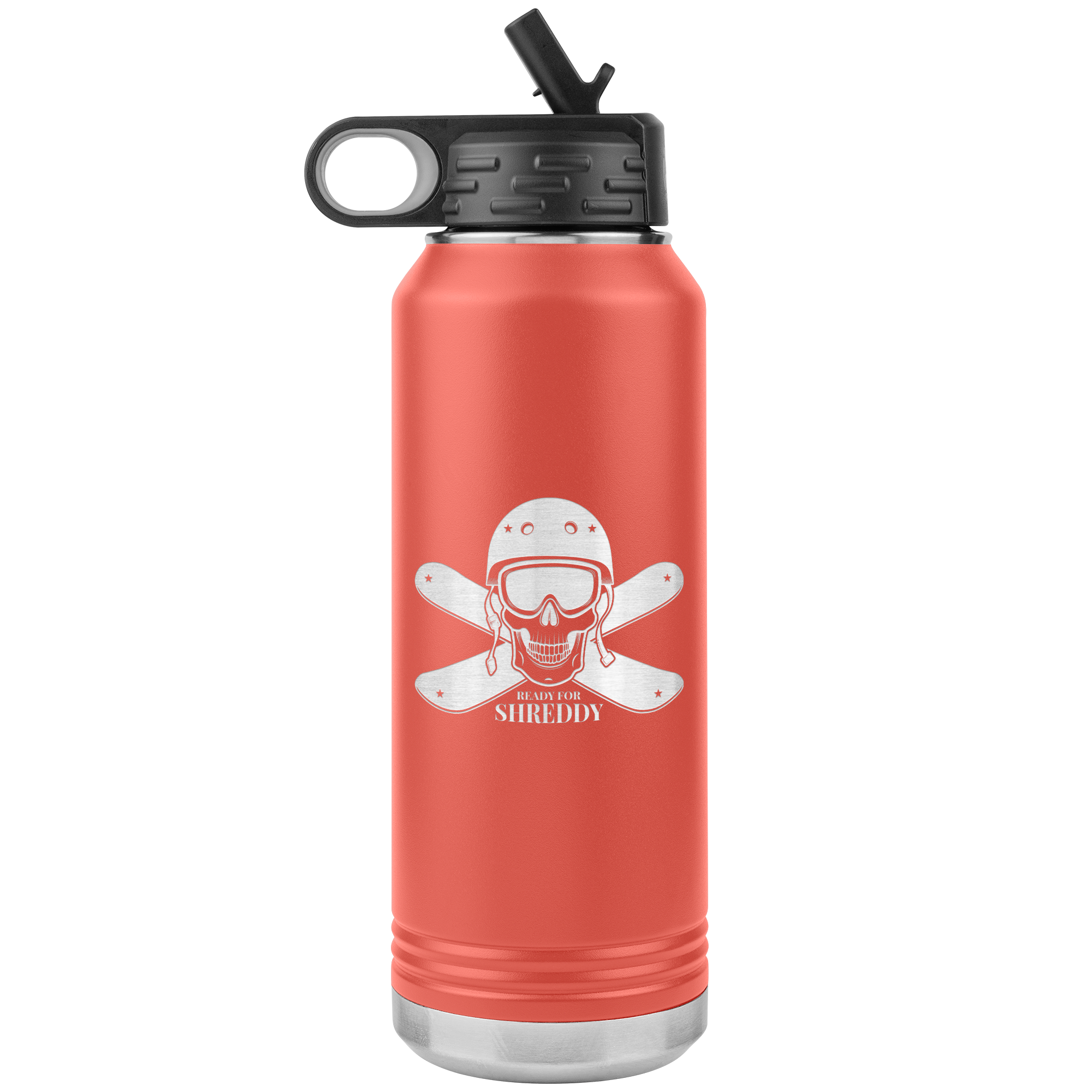 Ready For Shreddy Skeleton Skis 32oz Water Bottle Tumbler - Powderaddicts