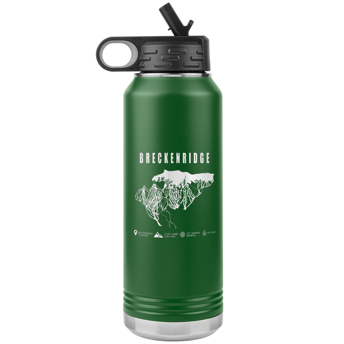 Breckenridge Colorado Ski Trail Map 32oz Water Bottle Tumbler - Powderaddicts