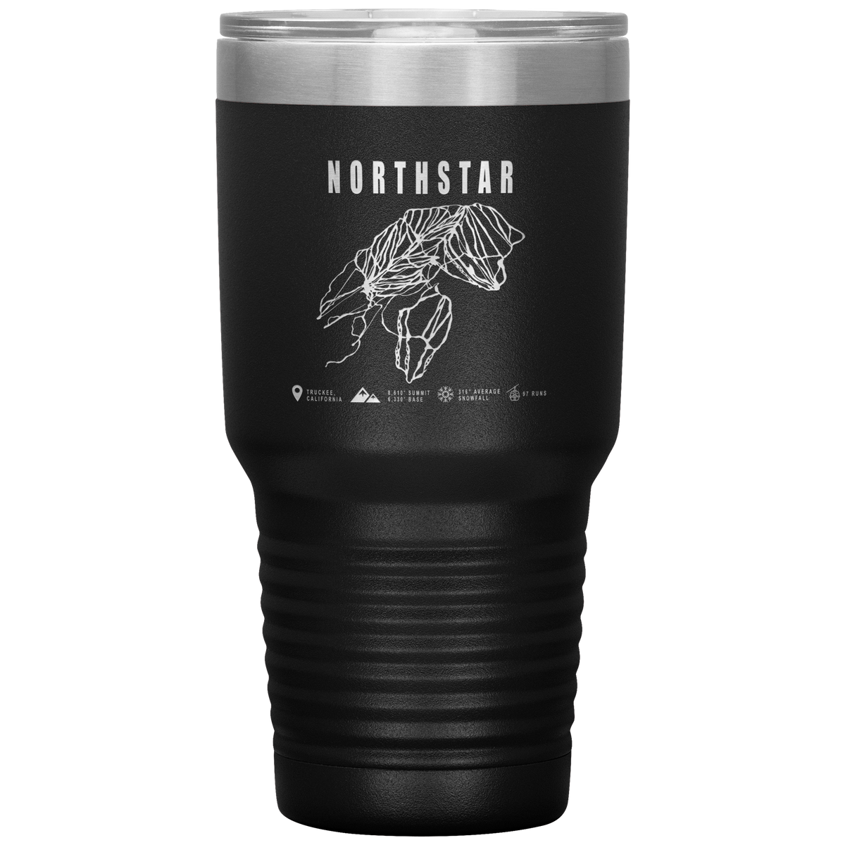 Northstar, California Ski Trail Map 30oz Tumbler - Powderaddicts