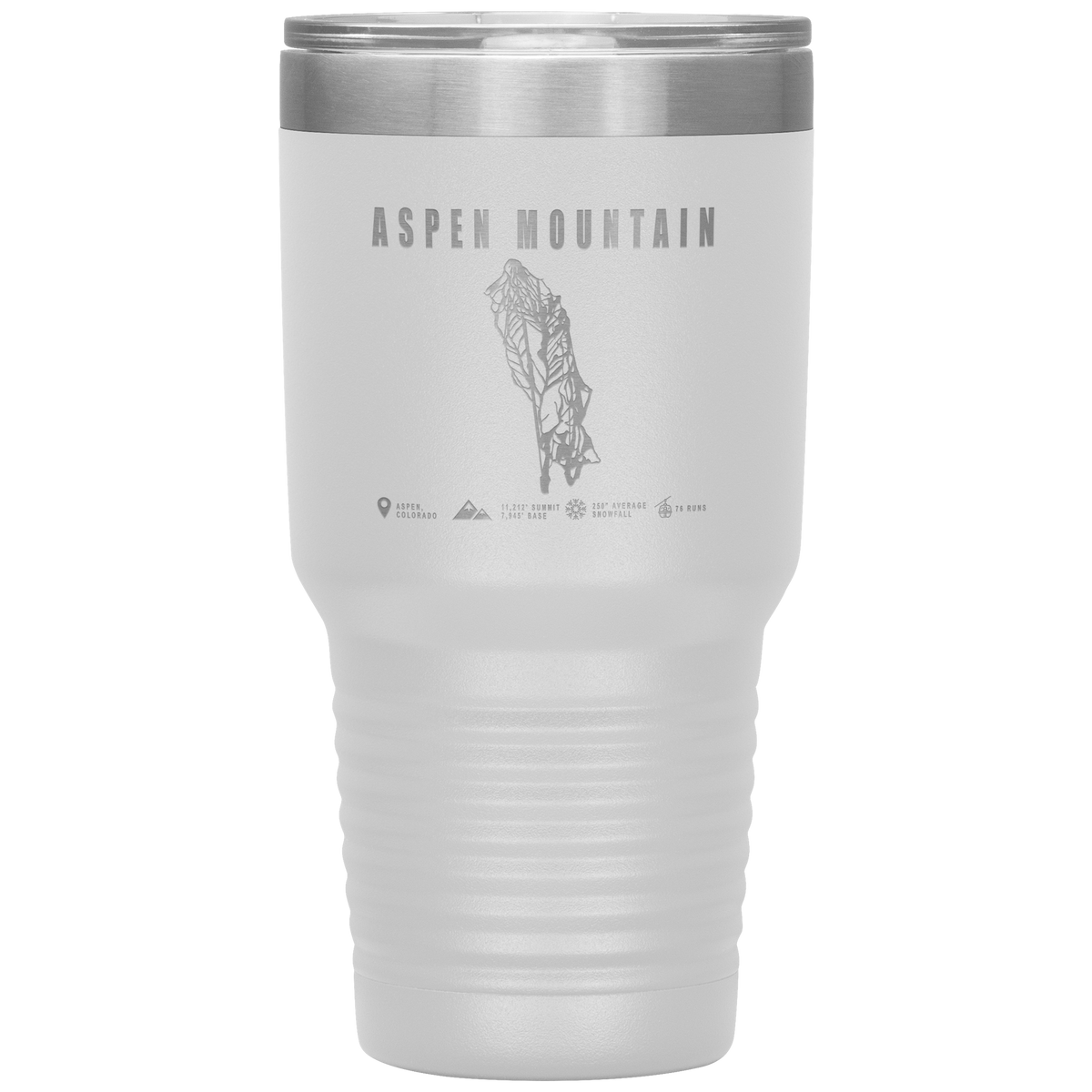 Aspen Mountain Colorado Ski Trail Map 30oz Tumbler - Powderaddicts