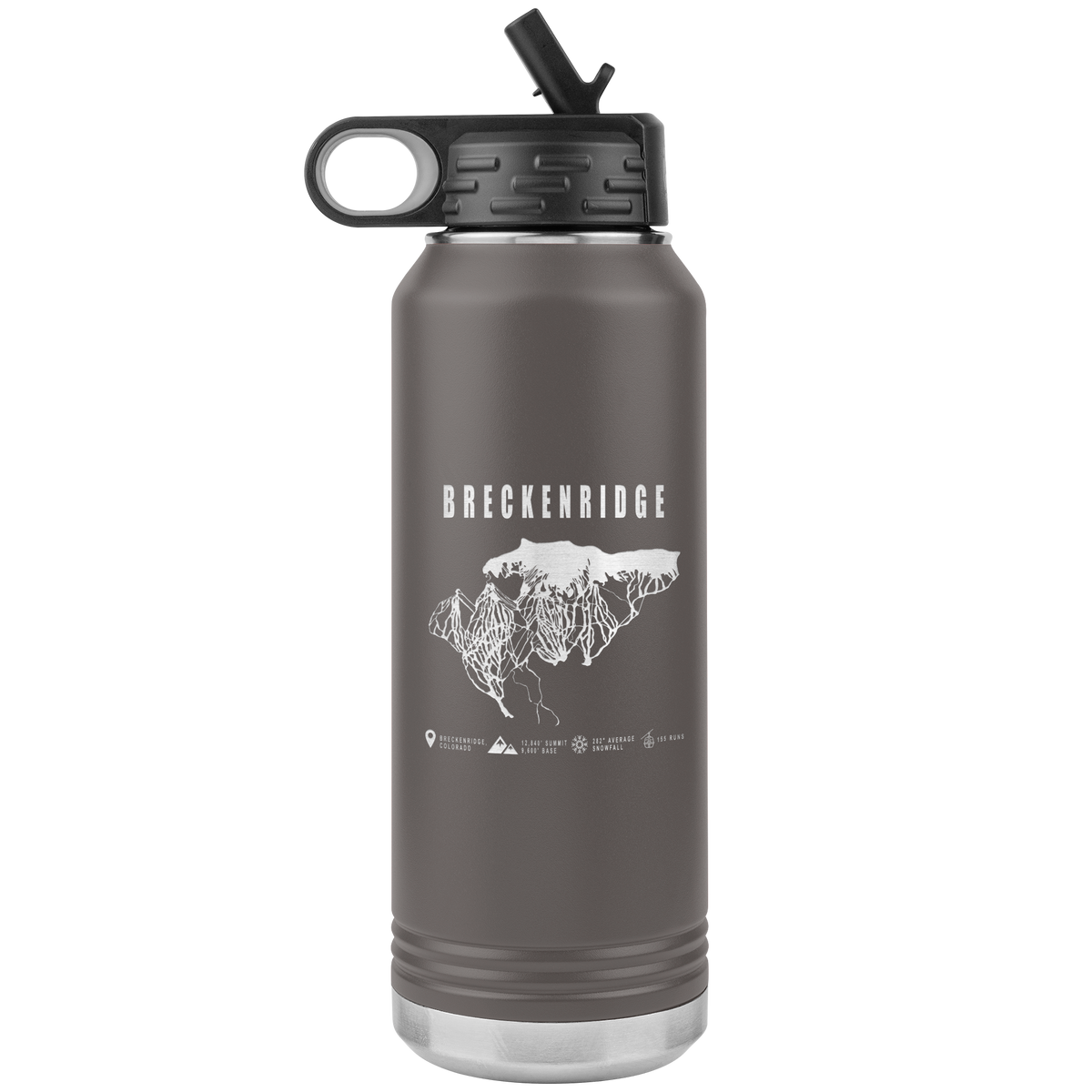 Breckenridge Colorado Ski Trail Map 32oz Water Bottle Tumbler - Powderaddicts