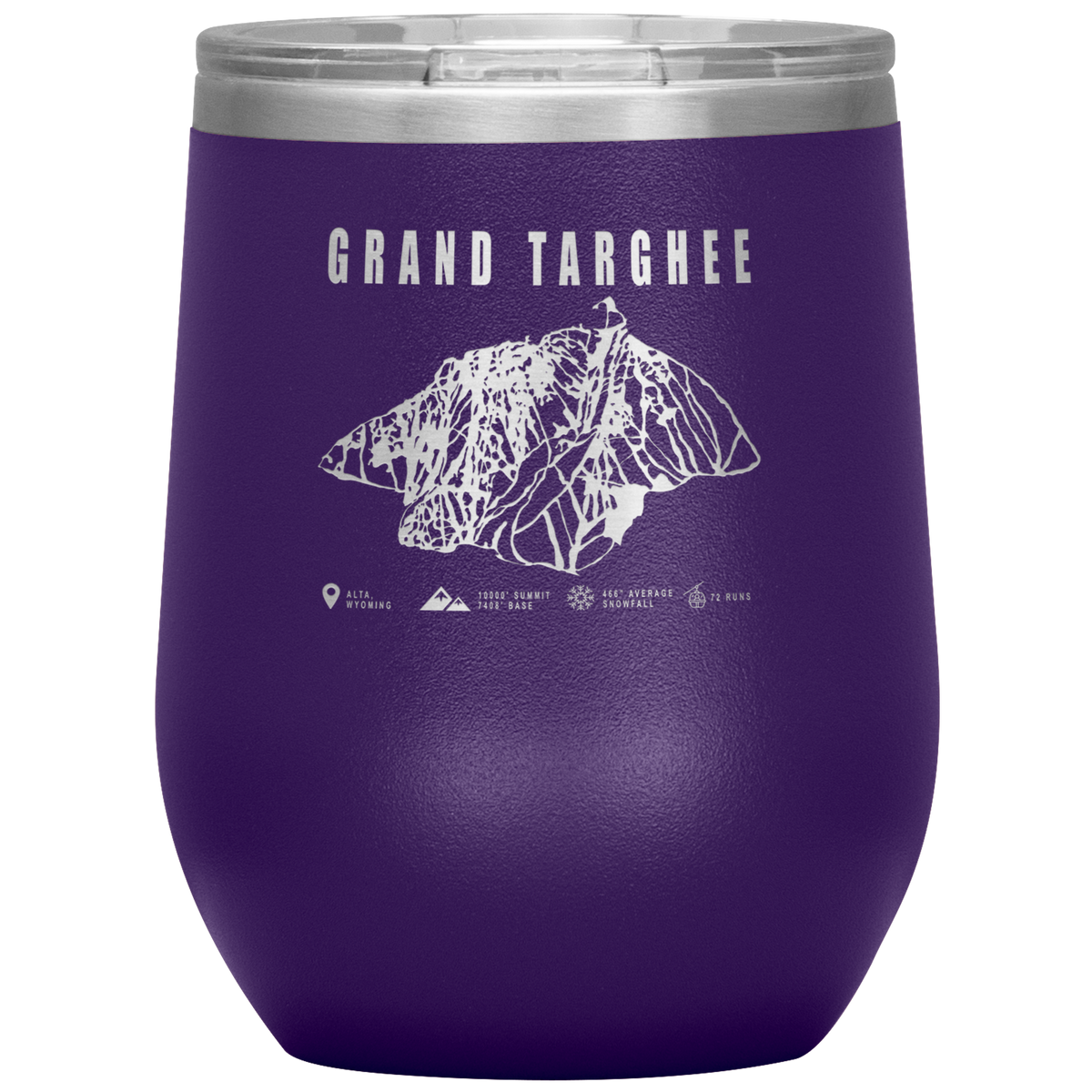 Grand Targhee Wyoming Ski Trail Map Wine 12oz Tumbler - Powderaddicts