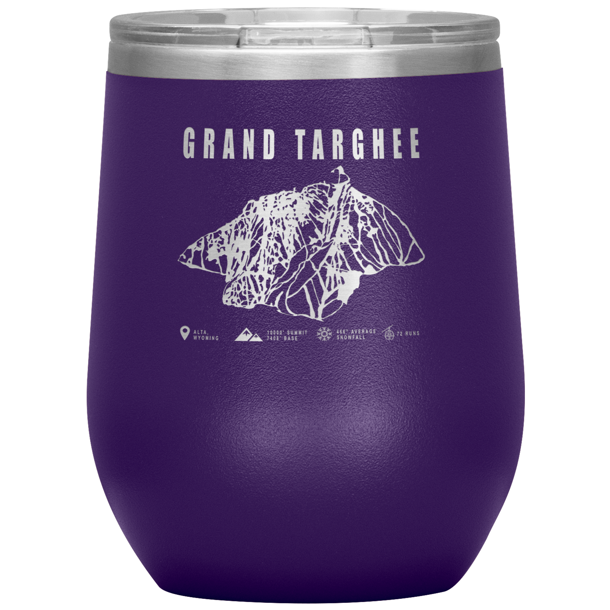 Grand Targhee Wyoming Ski Trail Map Wine 12oz Tumbler - Powderaddicts
