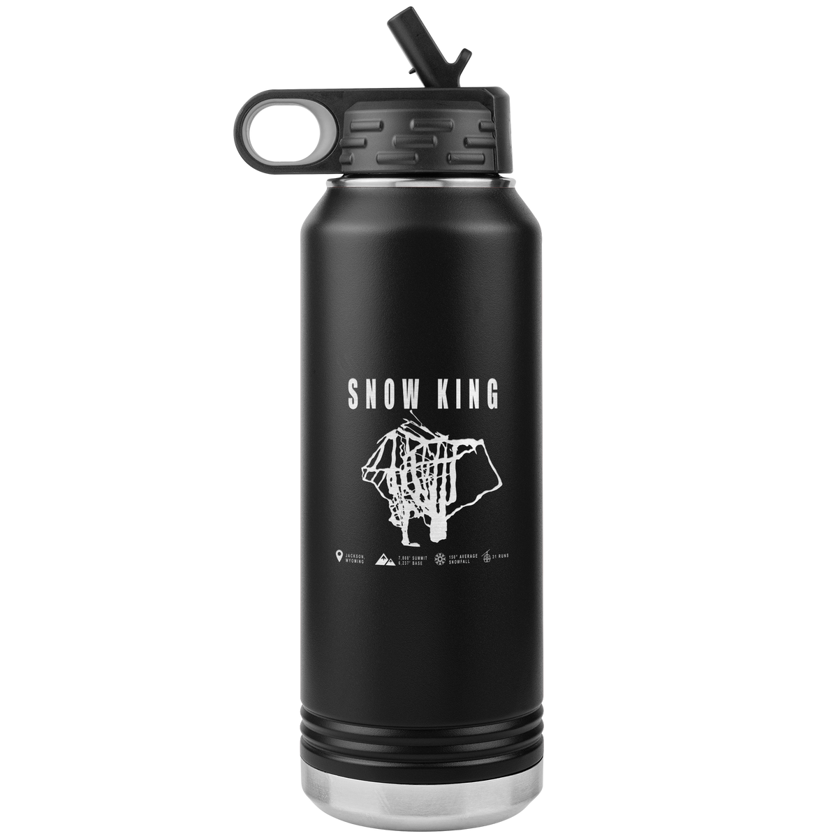 Snow King Wyoming Ski Trail Map 32oz Water Bottle Tumbler