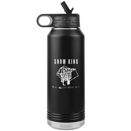 Snow King Wyoming Ski Trail Map 32oz Water Bottle Tumbler - Powderaddicts