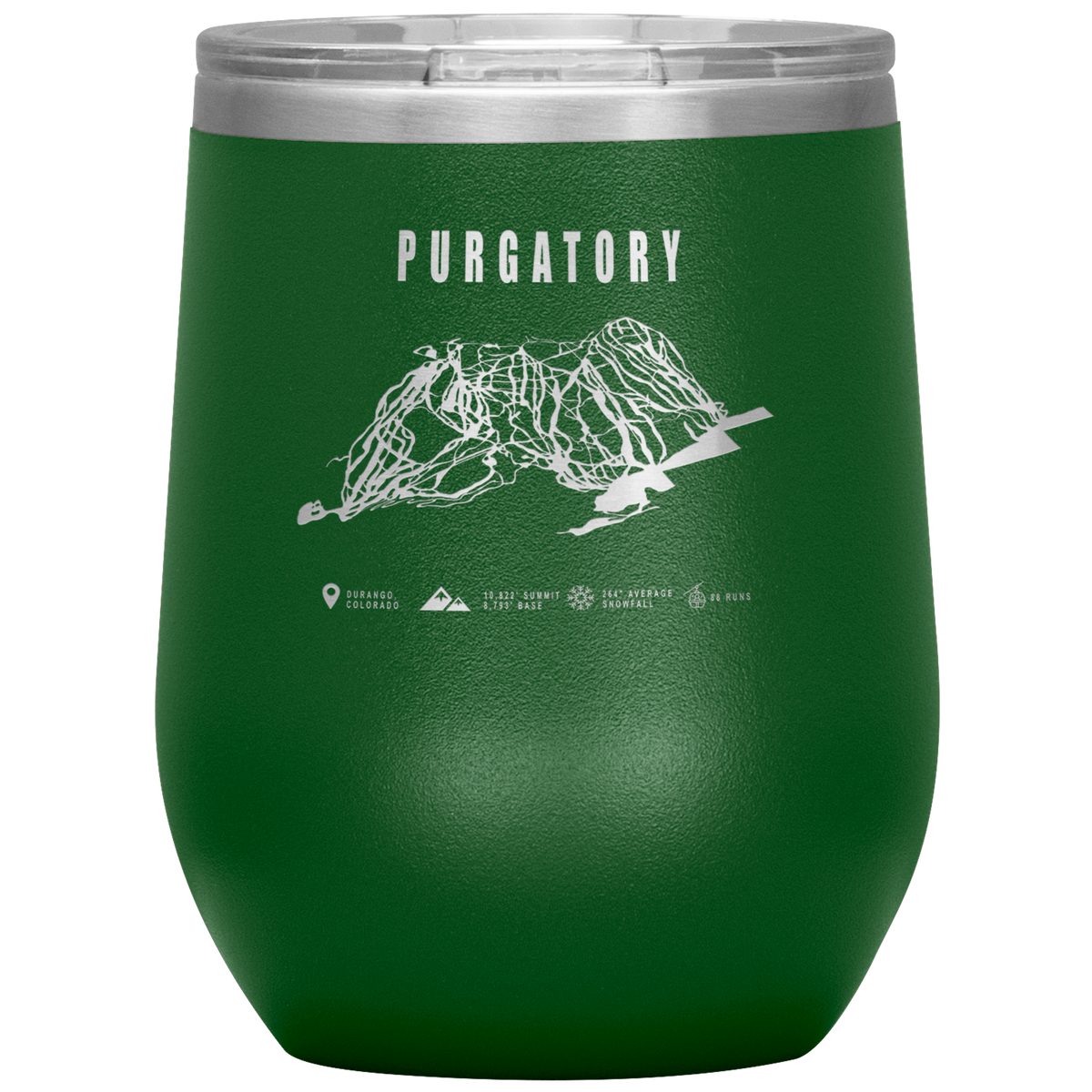 Purgatory Colorado Ski Trail Map Wine 12oz Tumbler - Powderaddicts