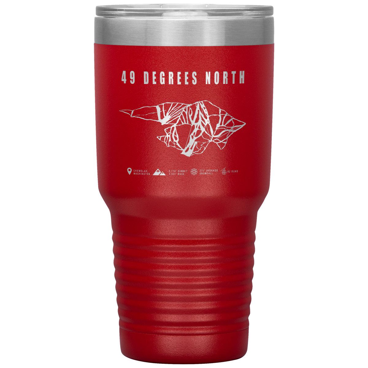 49 Degrees North, Washington Ski Trail Map 30oz Tumbler - Powderaddicts
