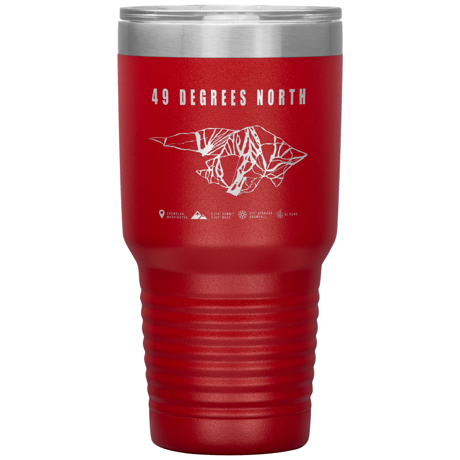 49 Degrees North, Washington Ski Trail Map 30oz Tumbler - Powderaddicts