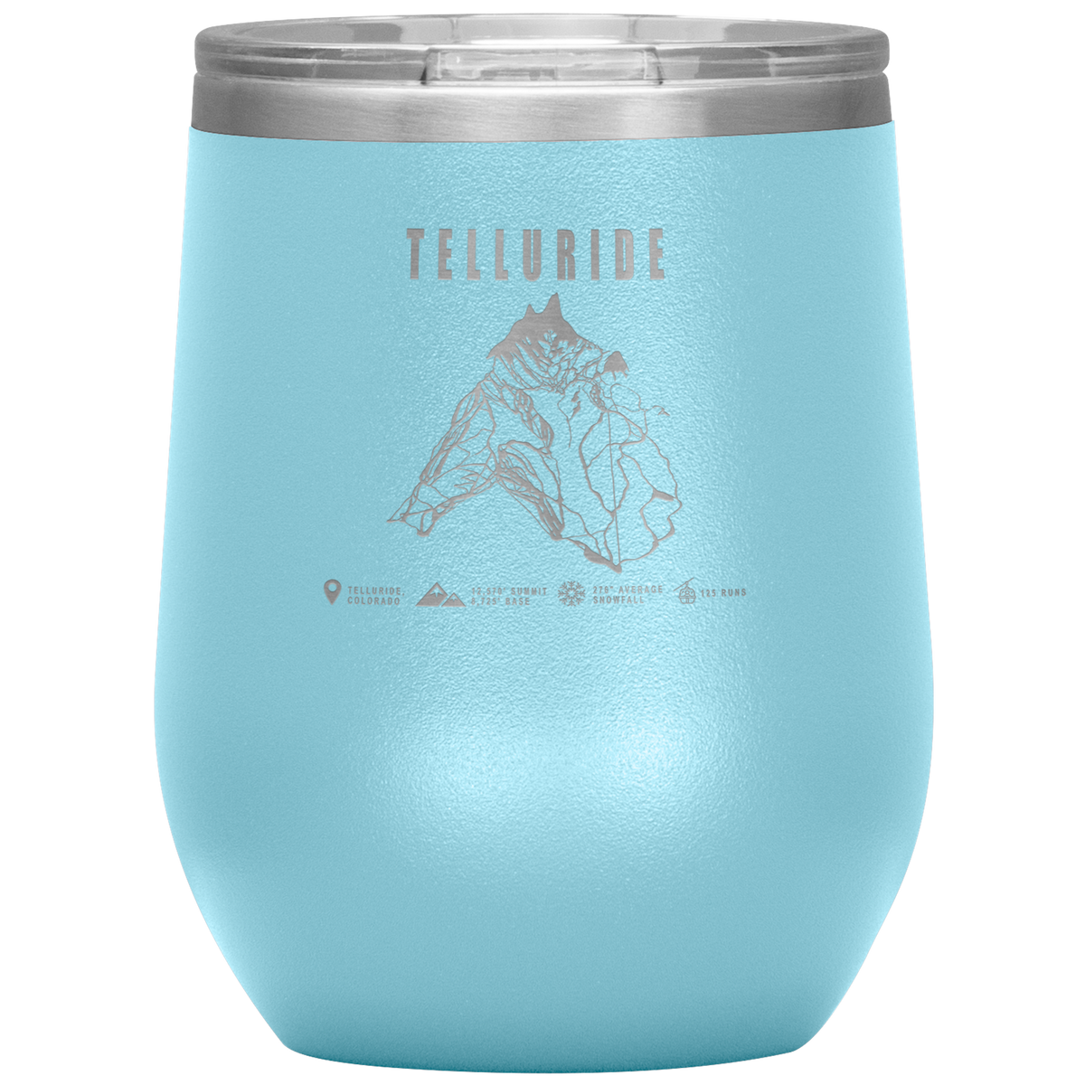Telluride Colorado Ski Trail Map Wine 12oz Tumbler - Powderaddicts