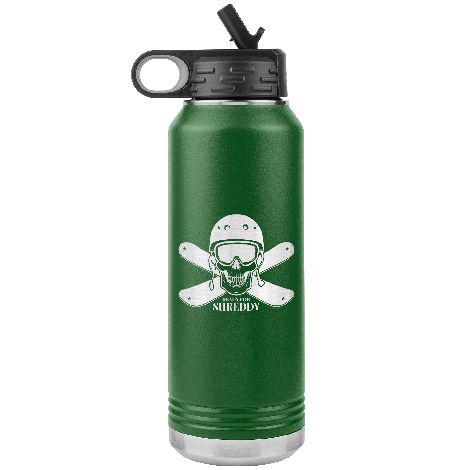 Ready For Shreddy Skeleton Skis 32oz Water Bottle Tumbler - Powderaddicts