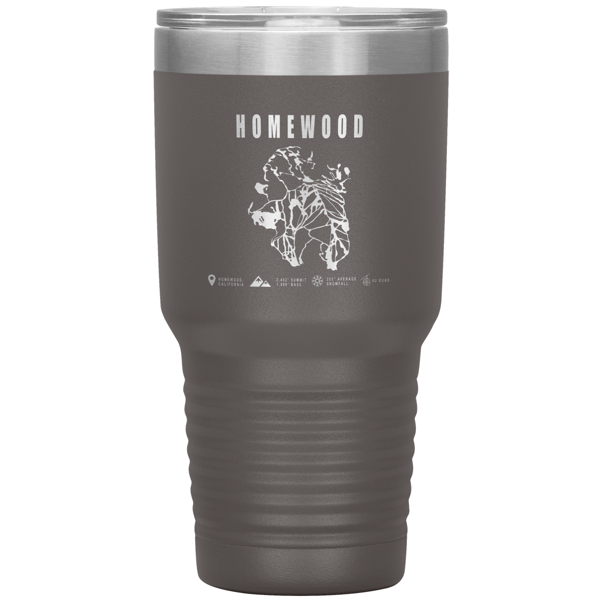 Homewood, California Ski Trail Map 30oz Tumbler - Powderaddicts