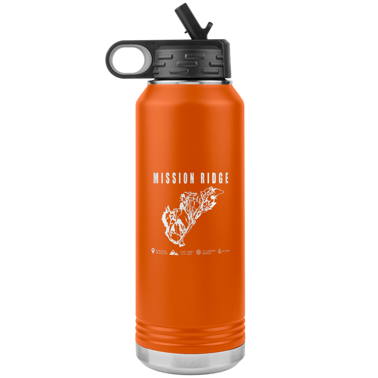 Mission Ridge, Washington Ski Trail Map 32oz Water Bottle Tumbler - Powderaddicts