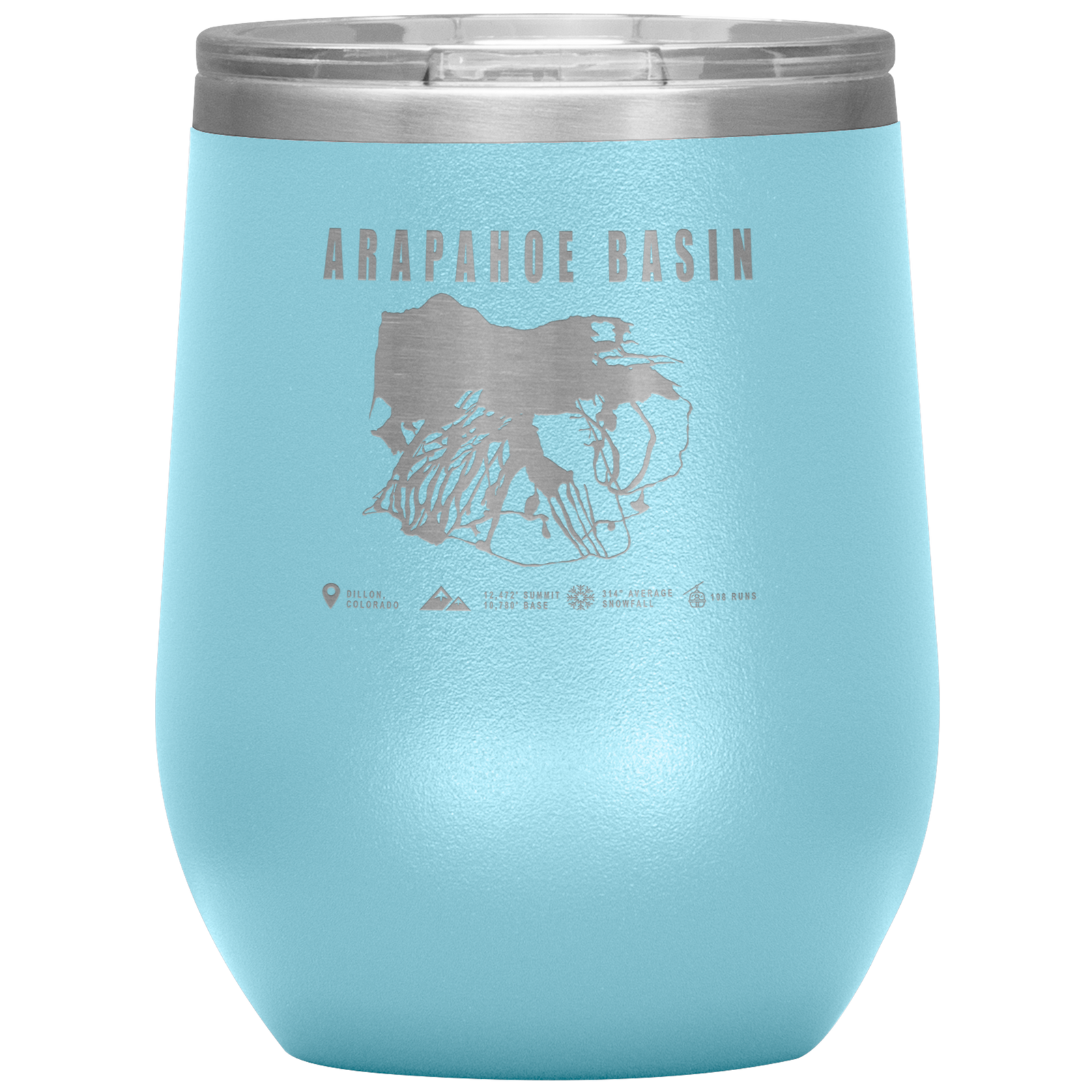 Arapahoe Basin,Colorado Ski Resort Wine 12oz Tumbler - Powderaddicts