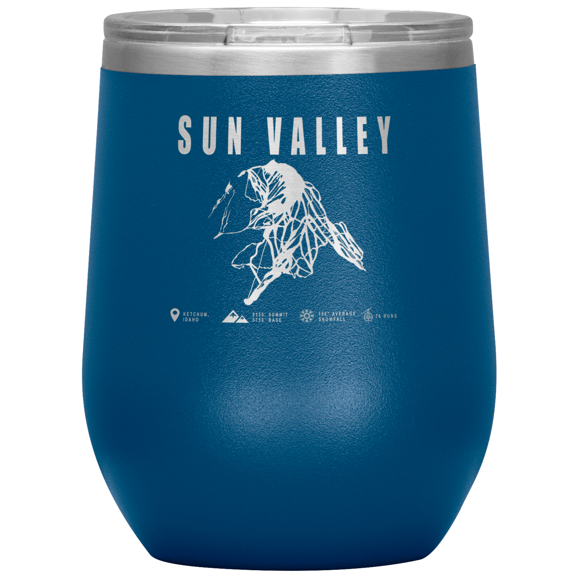 Sun Valley Idaho Ski Trail Map Wine 12oz Tumbler - Powderaddicts