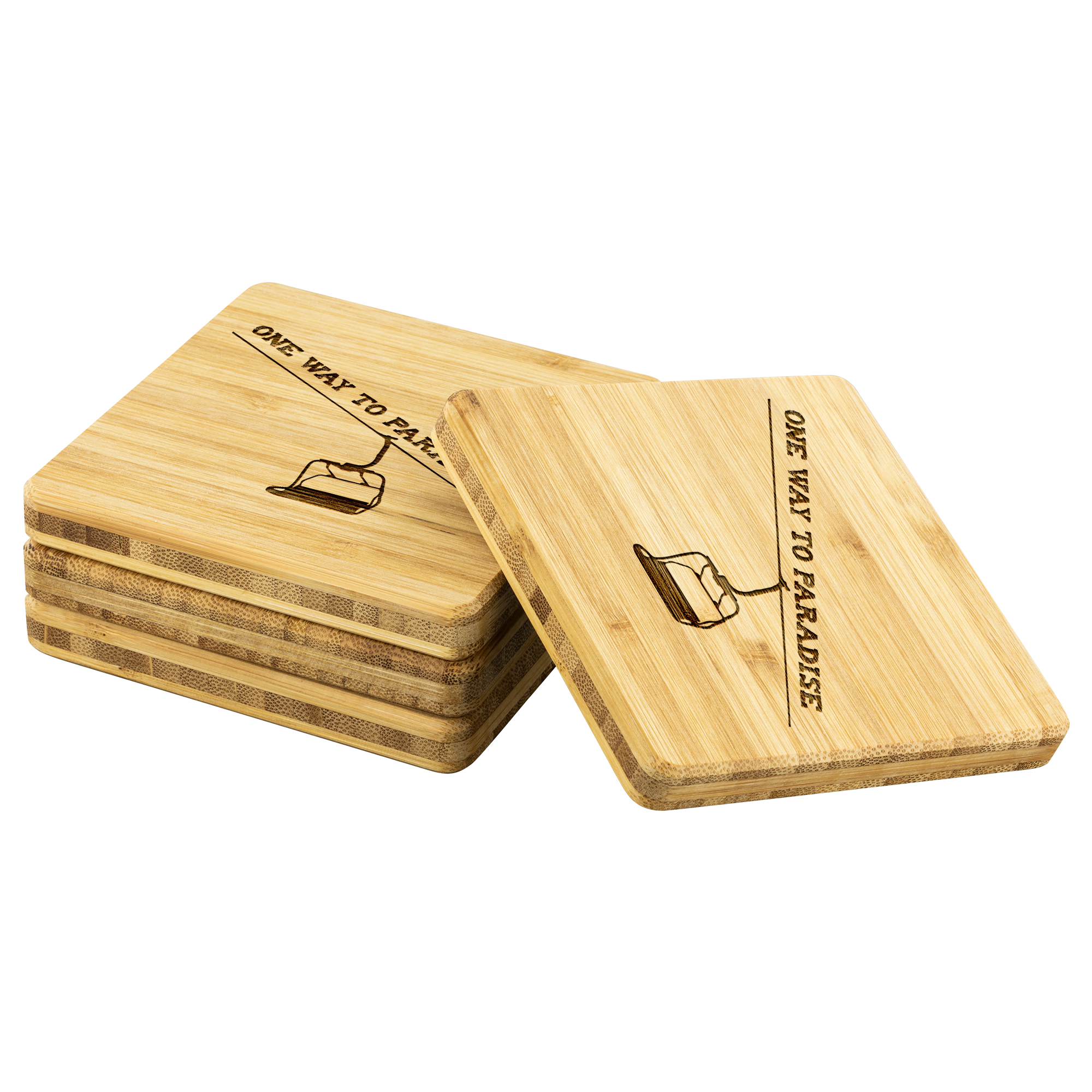 One Way To Paradise Bamboo Coaster - Powderaddicts