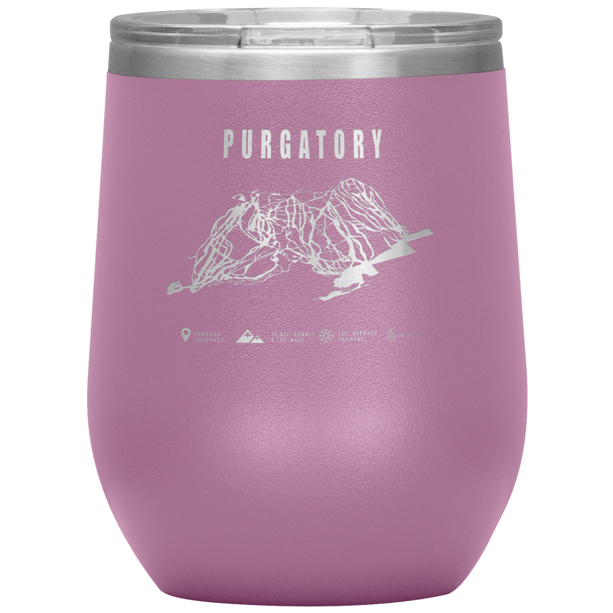 Purgatory Colorado Ski Trail Map Wine 12oz Tumbler - Powderaddicts