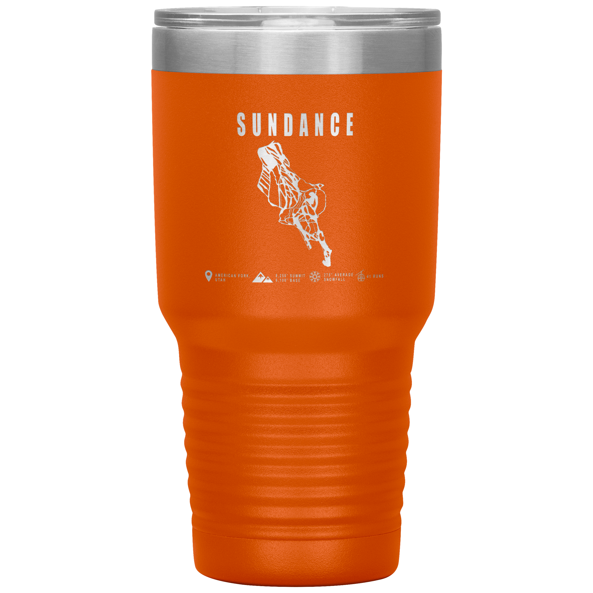 Sundance,Utah Ski Trail Map 30oz Tumbler - Powderaddicts