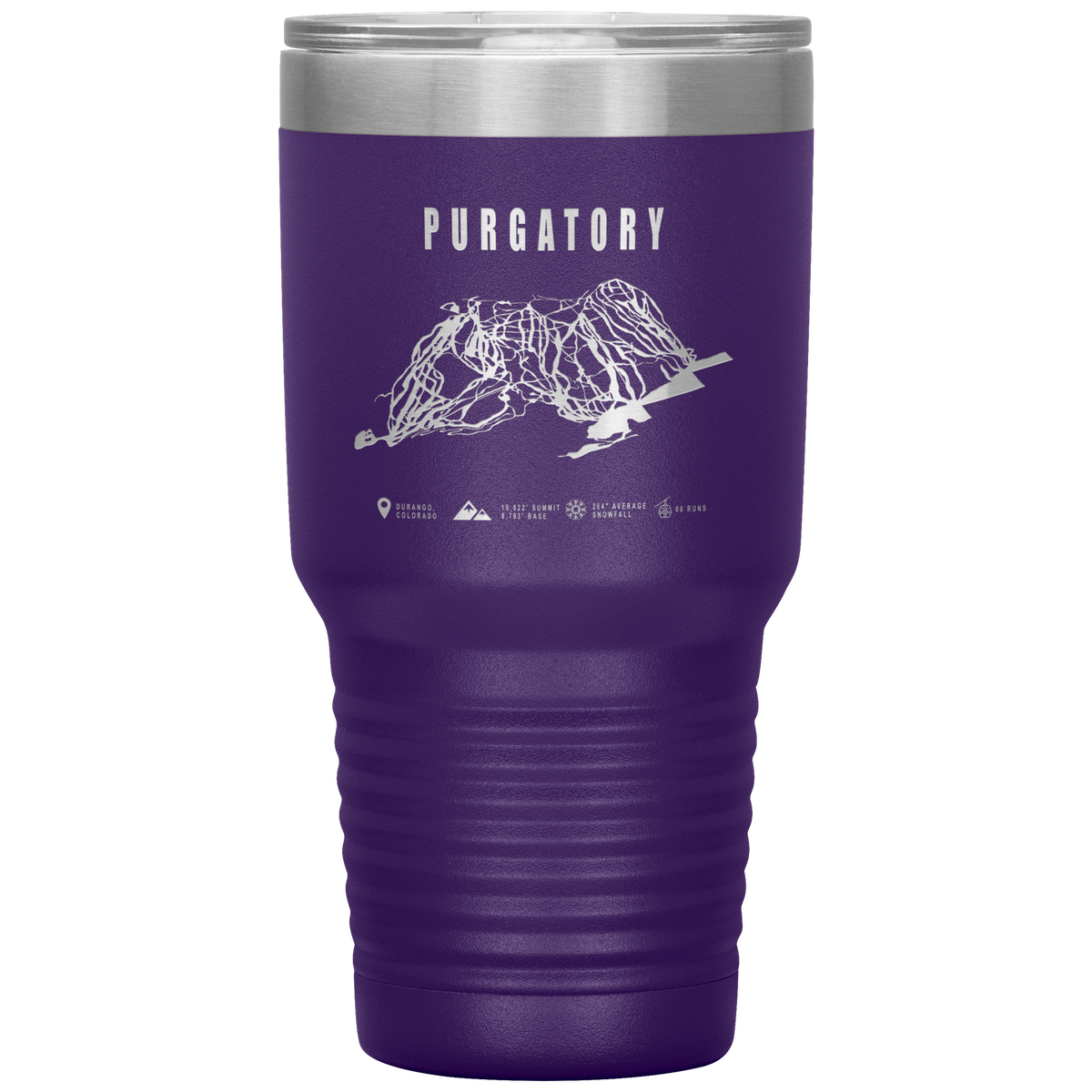 Purgatory Colorado Ski Trail Map 30oz Tumbler - Powderaddicts
