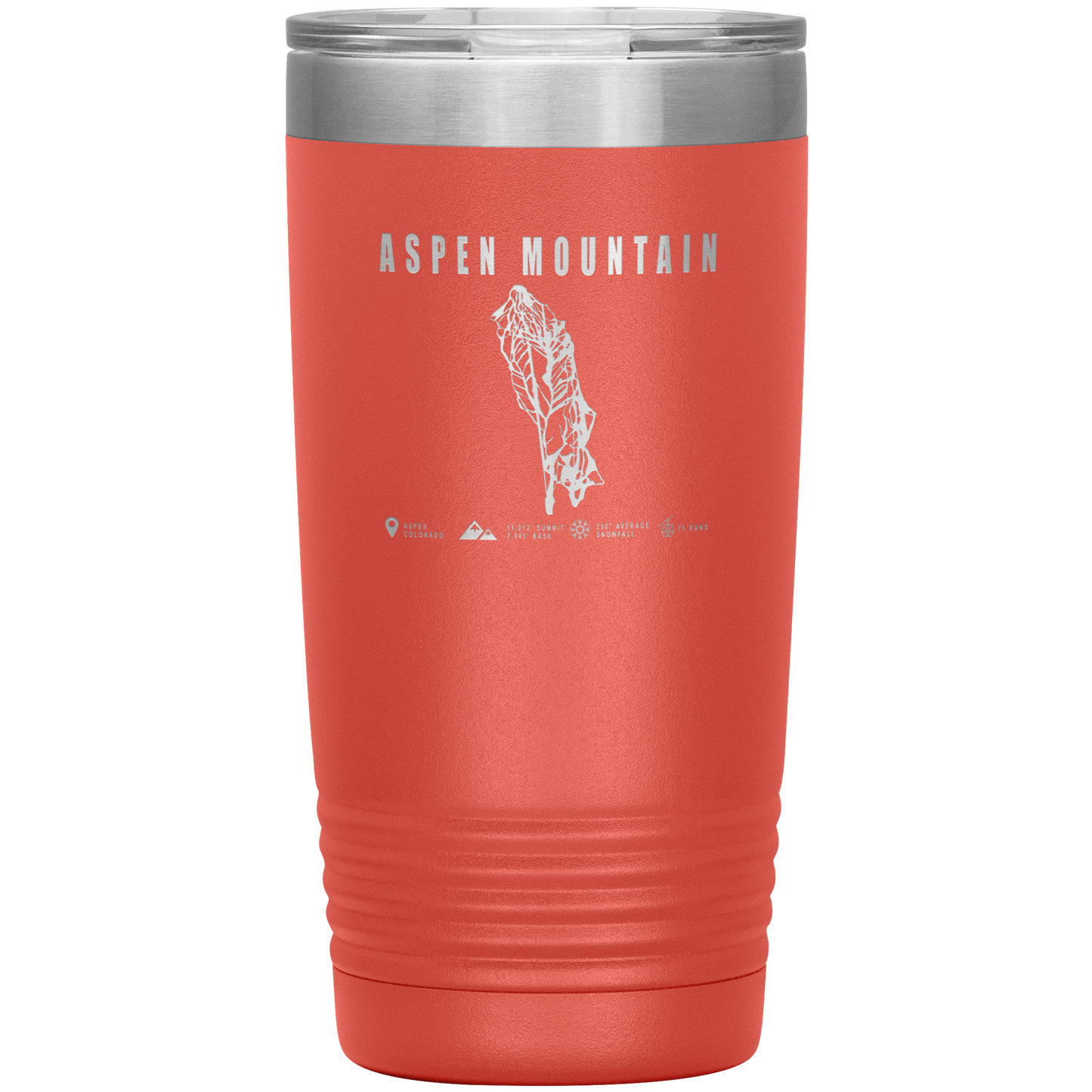 Aspen Mountain Colorado Ski Trail Map 20oz Tumbler - Powderaddicts