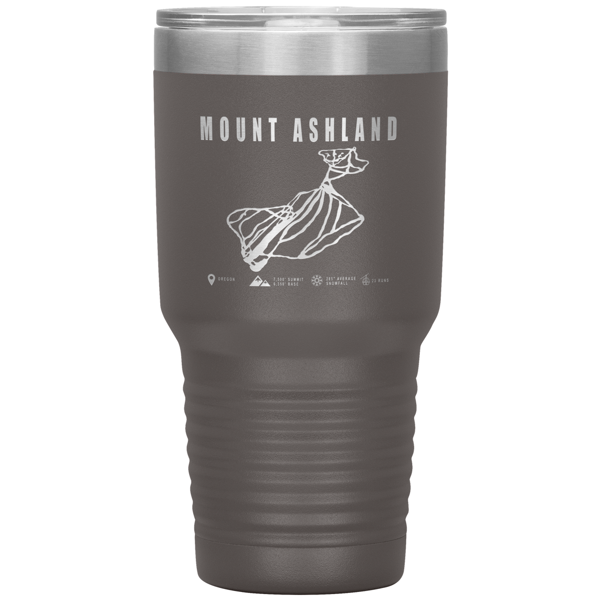 Mount Ashland, Oregon Ski Trail Map 30oz Tumbler - Powderaddicts