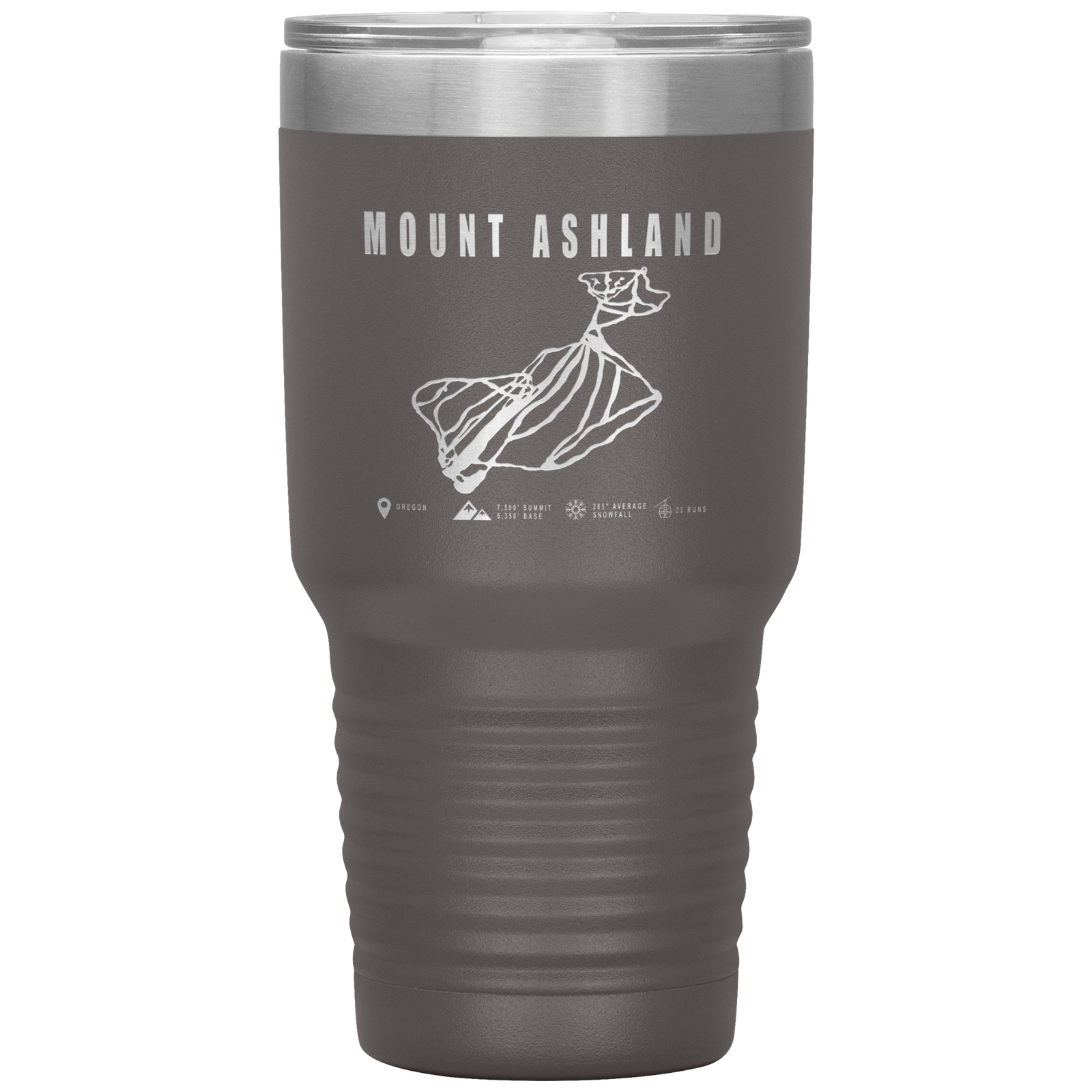 Mount Ashland, Oregon Ski Trail Map 30oz Tumbler - Powderaddicts