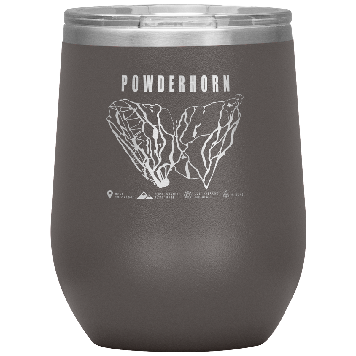 Powderhorn Colorado Ski Trail Map Wine 12oz Tumbler - Powderaddicts