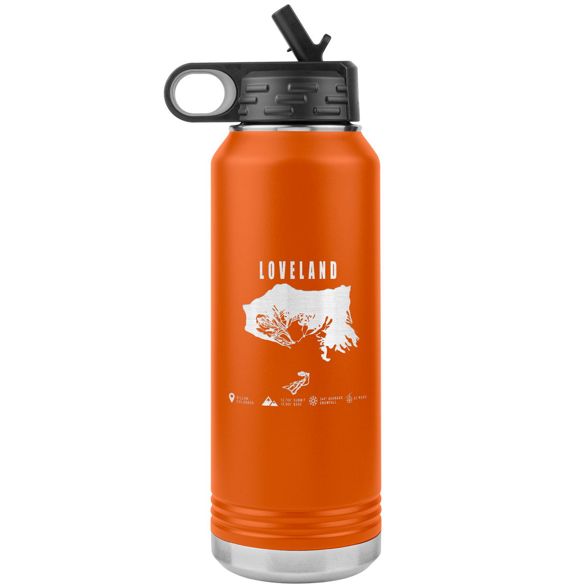 Loveland Colorado Ski Trail Map 32oz Water Bottle Tumbler - Powderaddicts